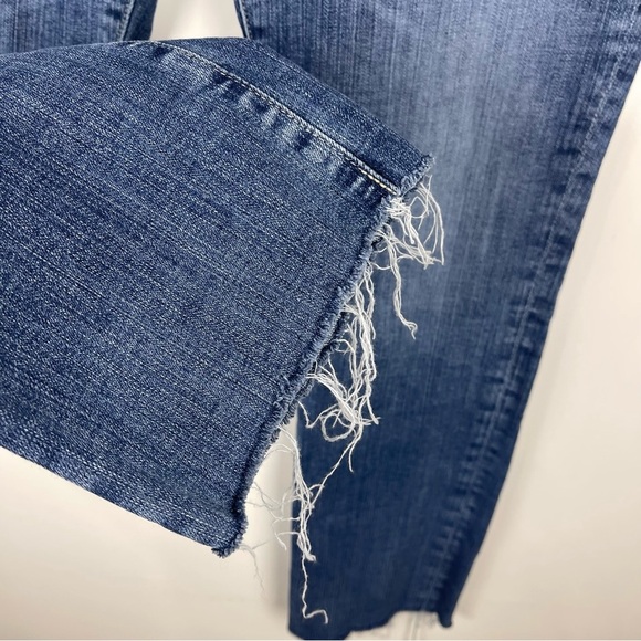 AG Jeans Mari High Rise Slim Straight Jeans Raw Hem Size 32 Blue - Picture 8 of 10